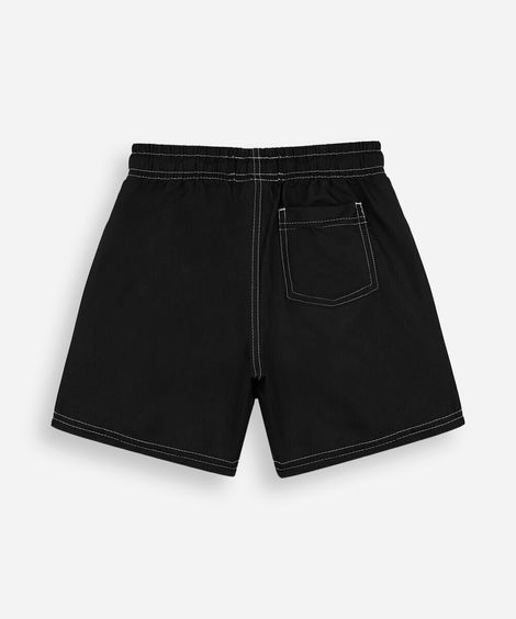 bermuda infantil boardshort com bolso preta
