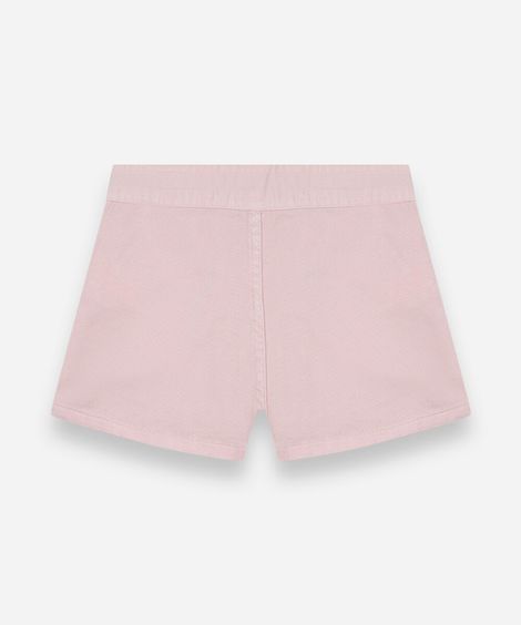 short saia infantil plissada de sarja rosa
