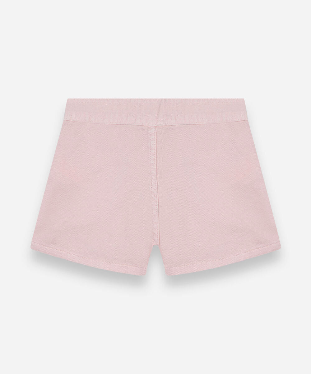 short saia infantil plissada de sarja rosa