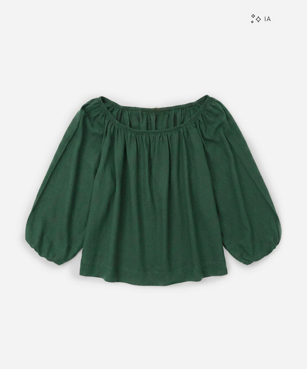 blusa feminina com linho ombro a ombro verde
