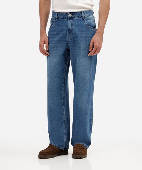 calça wide leg masculina jeans azul