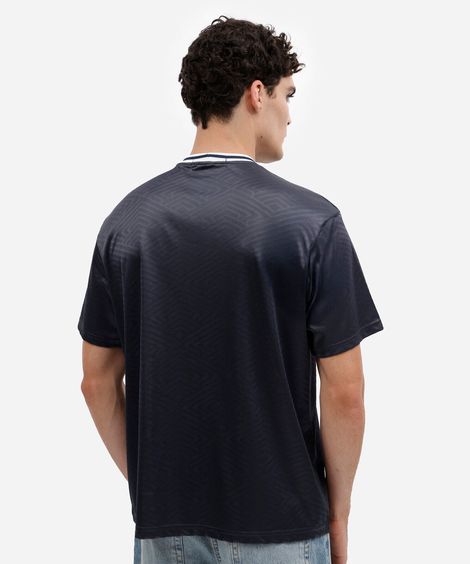 camiseta masculina manga curta estampada azul