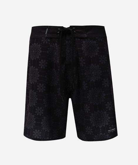 short boardshort masculino estampado preto