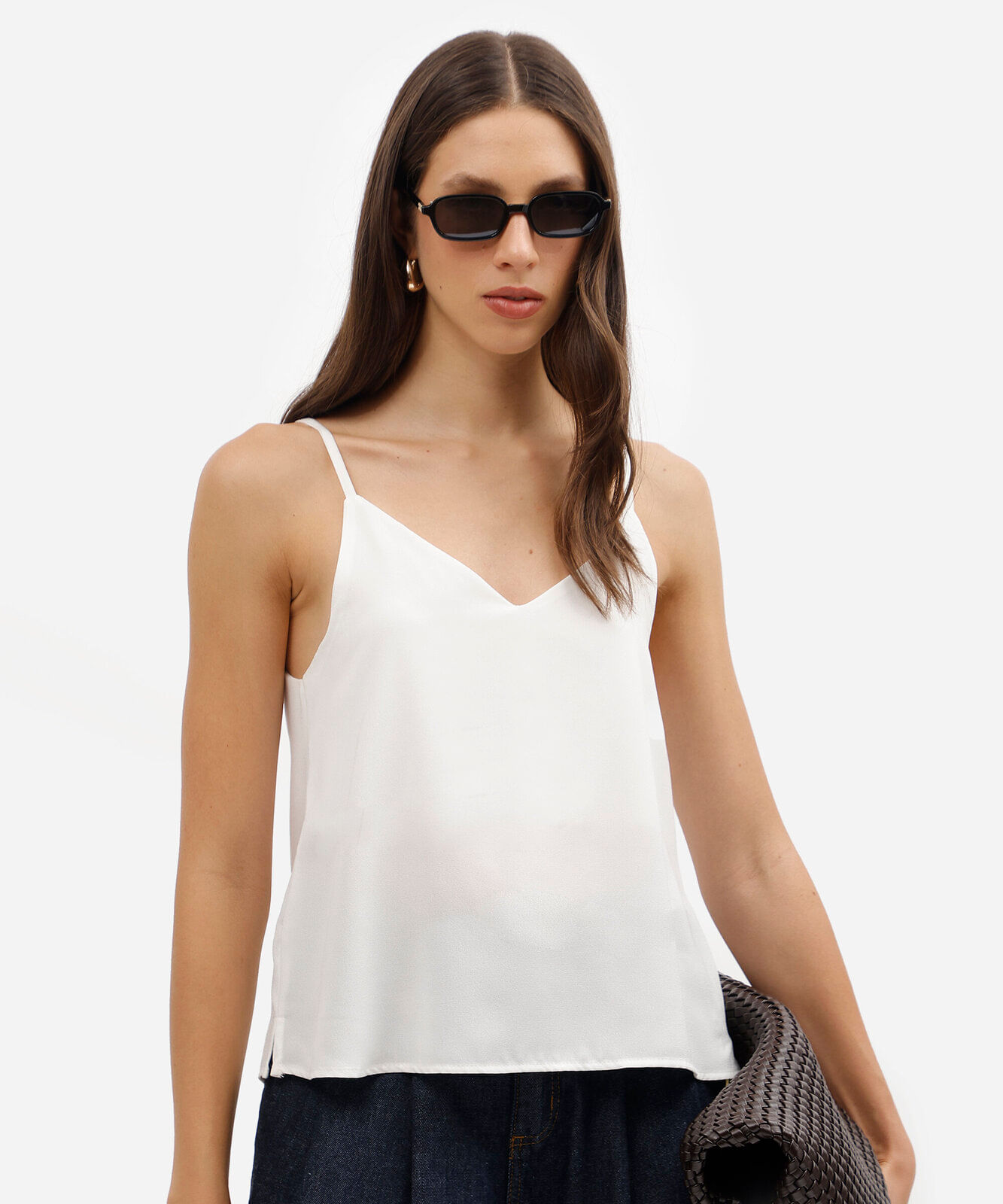 regata alça fina feminina decote v off white