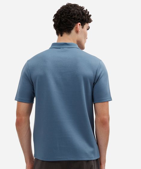 polo masculina com viscose manga curta azul