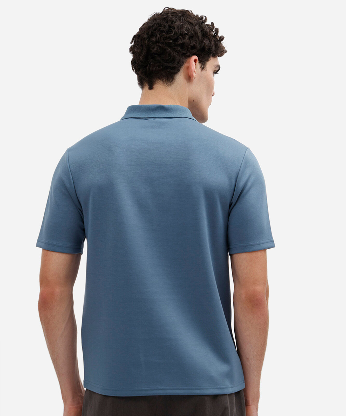 polo masculina com viscose manga curta azul