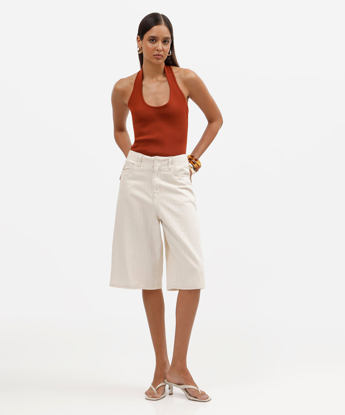 blusa frente única feminina de tricot laranja