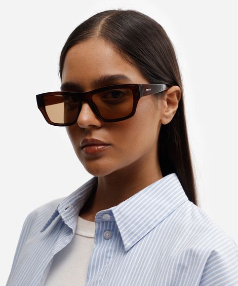 óculos de sol feminino quadrado de acetato triton marrom