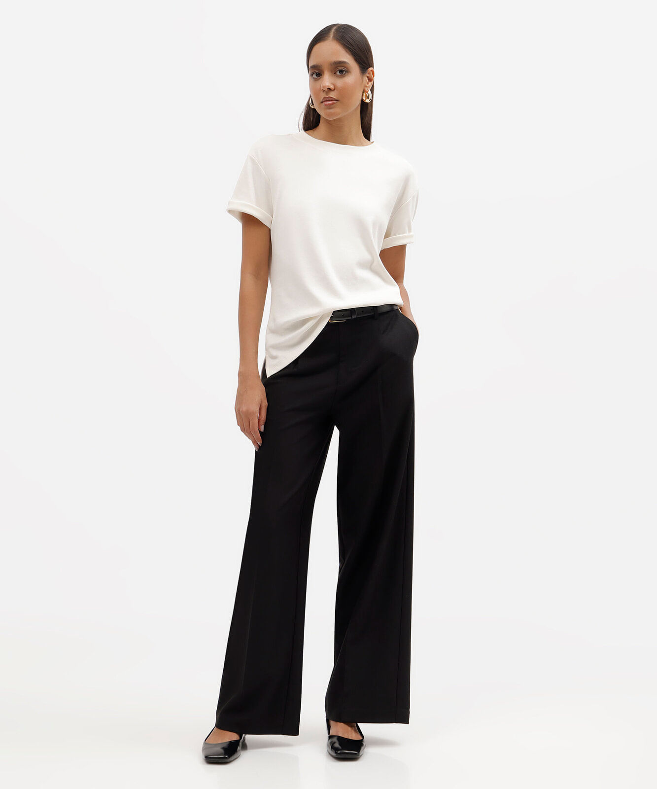 camiseta básica feminina de algodão peruano oversized com fendas off white