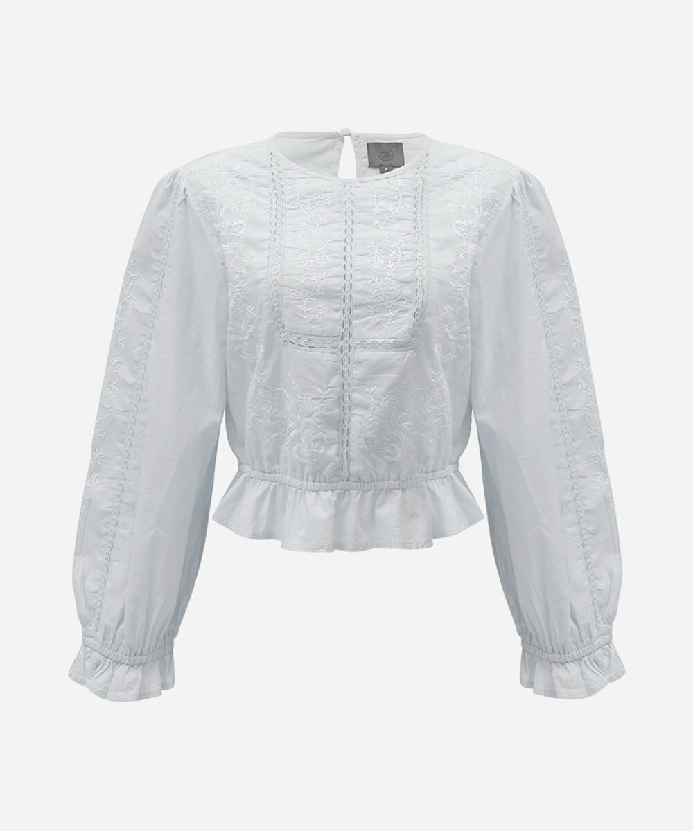 cropped feminino de algodão com renda azul