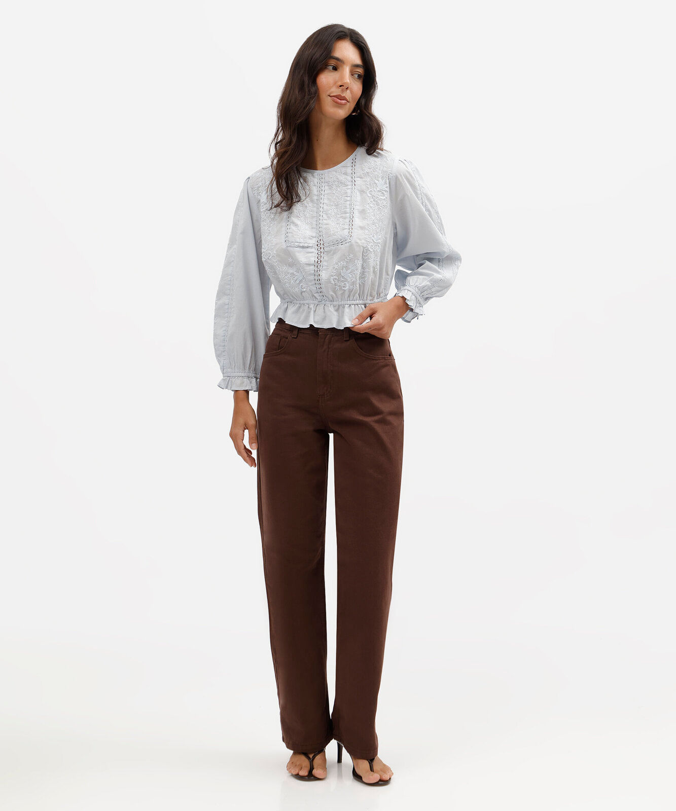 cropped feminino de algodão com renda azul