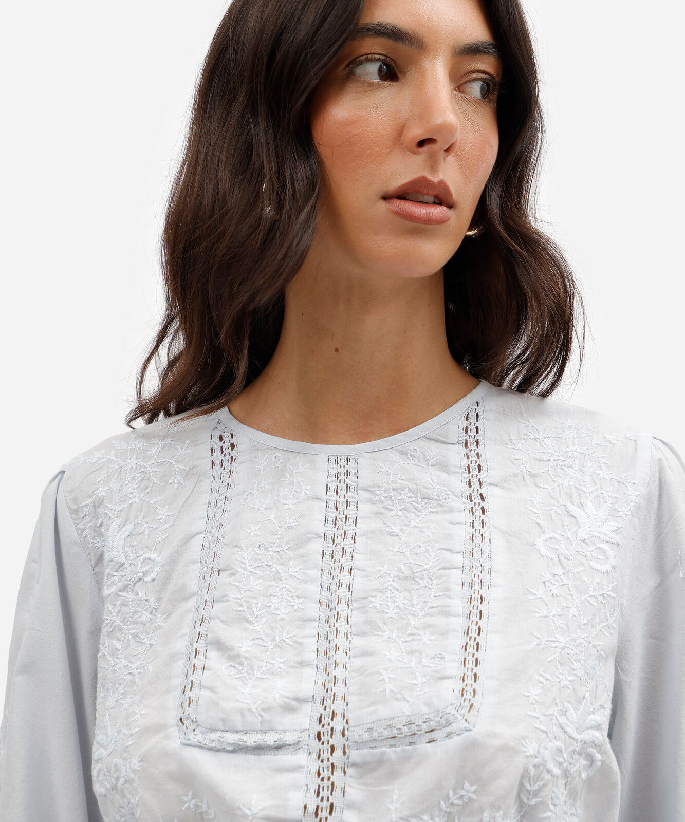cropped feminino de algodão com renda azul