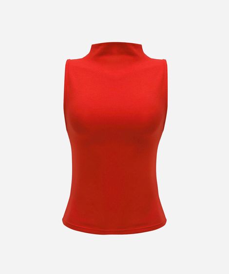 blusa feminina de algodão gola alta canelada vermelha