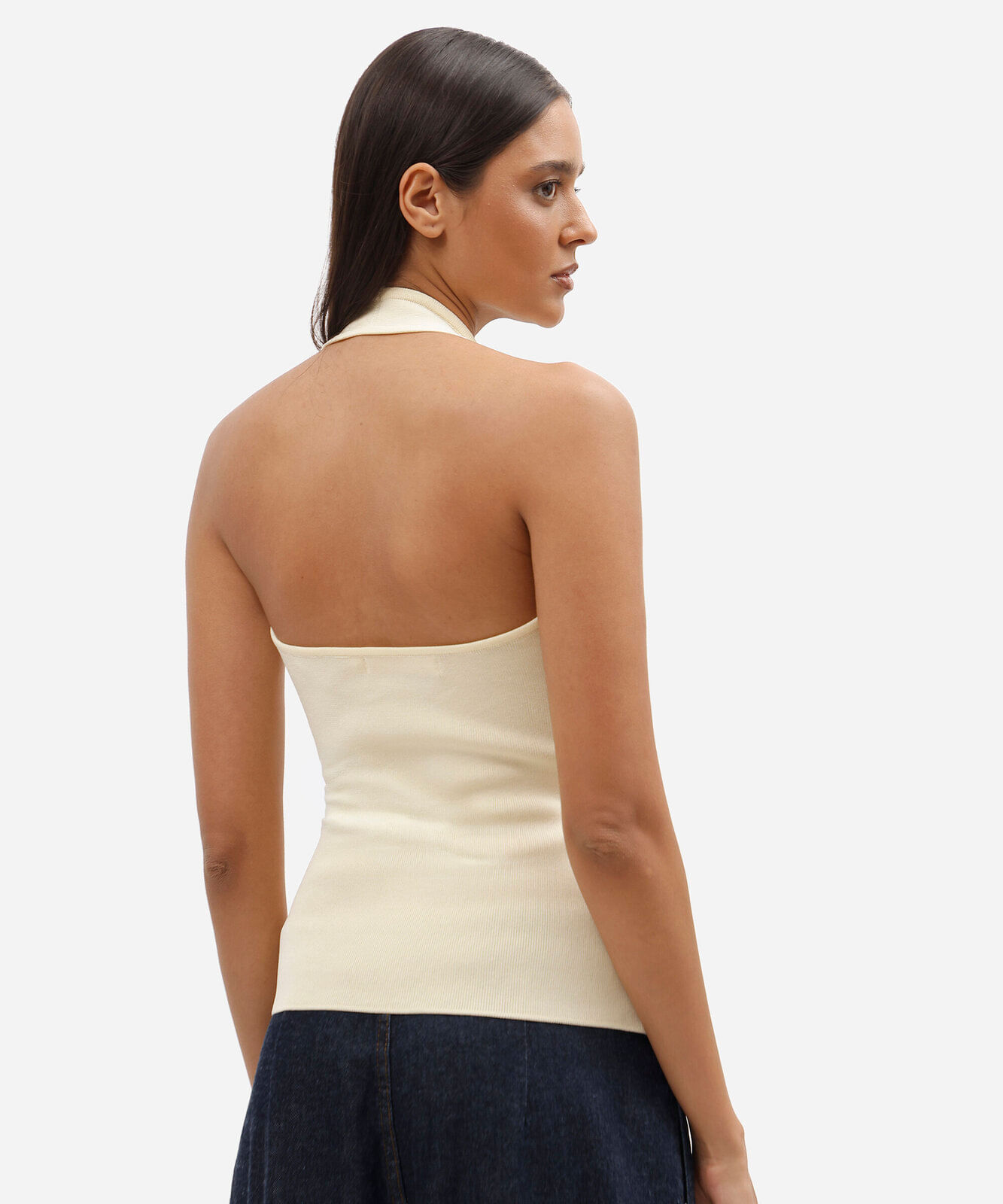 blusa frente única feminina de tricot amarela