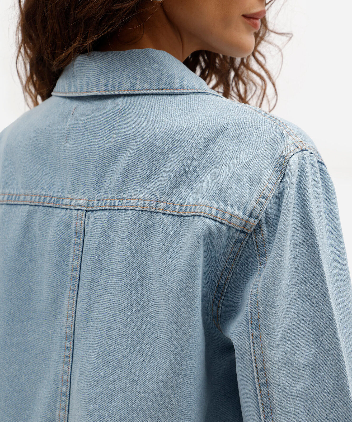 jaqueta cropped balonê feminina jeans azul