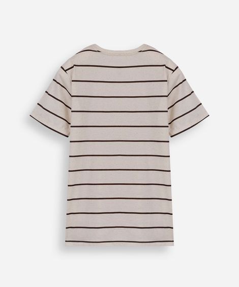 camiseta juvenil com linho listrada marrom