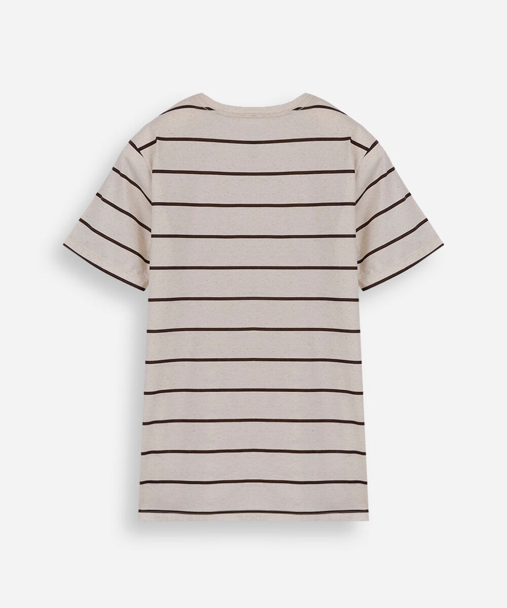 camiseta juvenil com linho listrada marrom