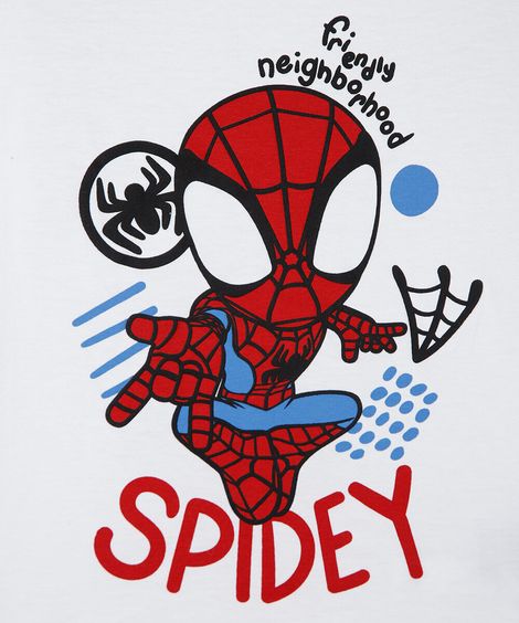 camiseta infantil de algodão manga curta homem aranha com brinde off white