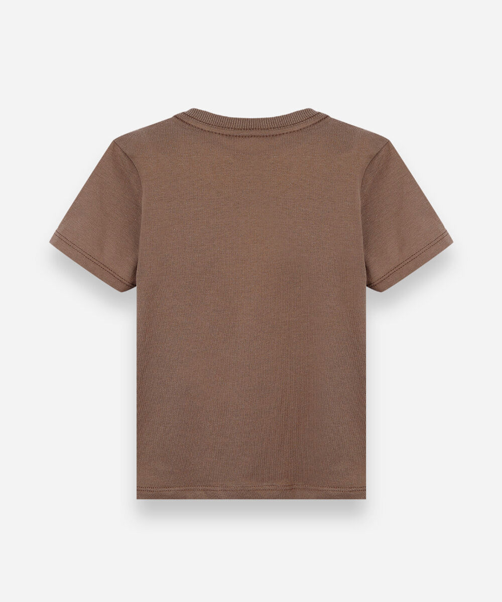 camiseta infantil de algodão manga curta mickey marrom