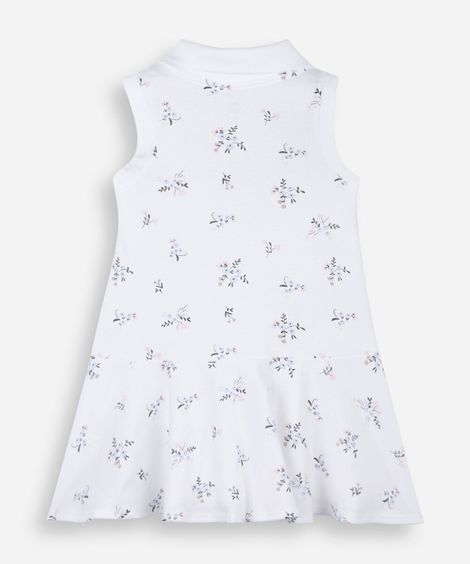 vestido polo infantil de algodão floral off white