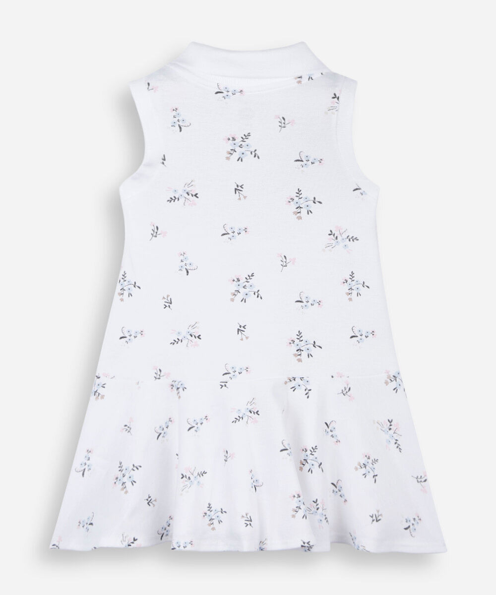 vestido polo infantil de algodão floral off white