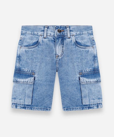 bermuda cargo infantil jeans azul