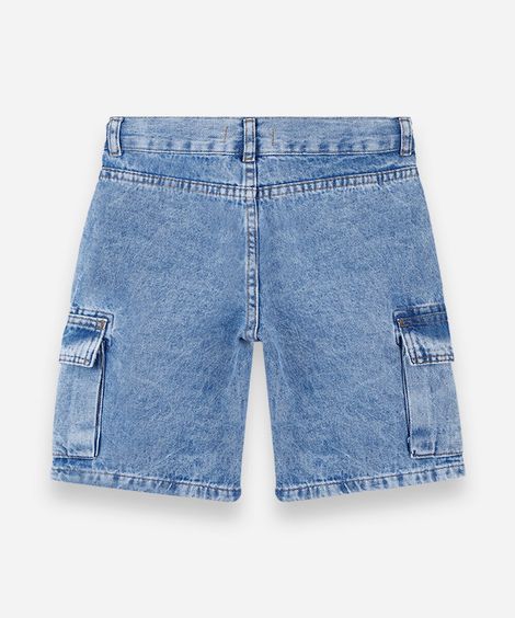 bermuda cargo infantil jeans azul