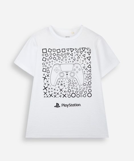 camiseta infantil com algodão manga curta playstation off white