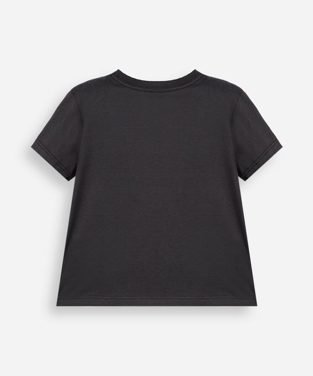 camiseta infantil de algodão manga curta carros cinza