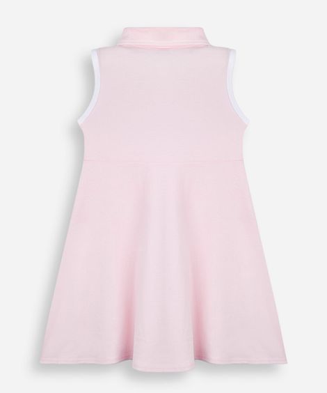 vestido polo infantil de algodão com bordado rosa claro