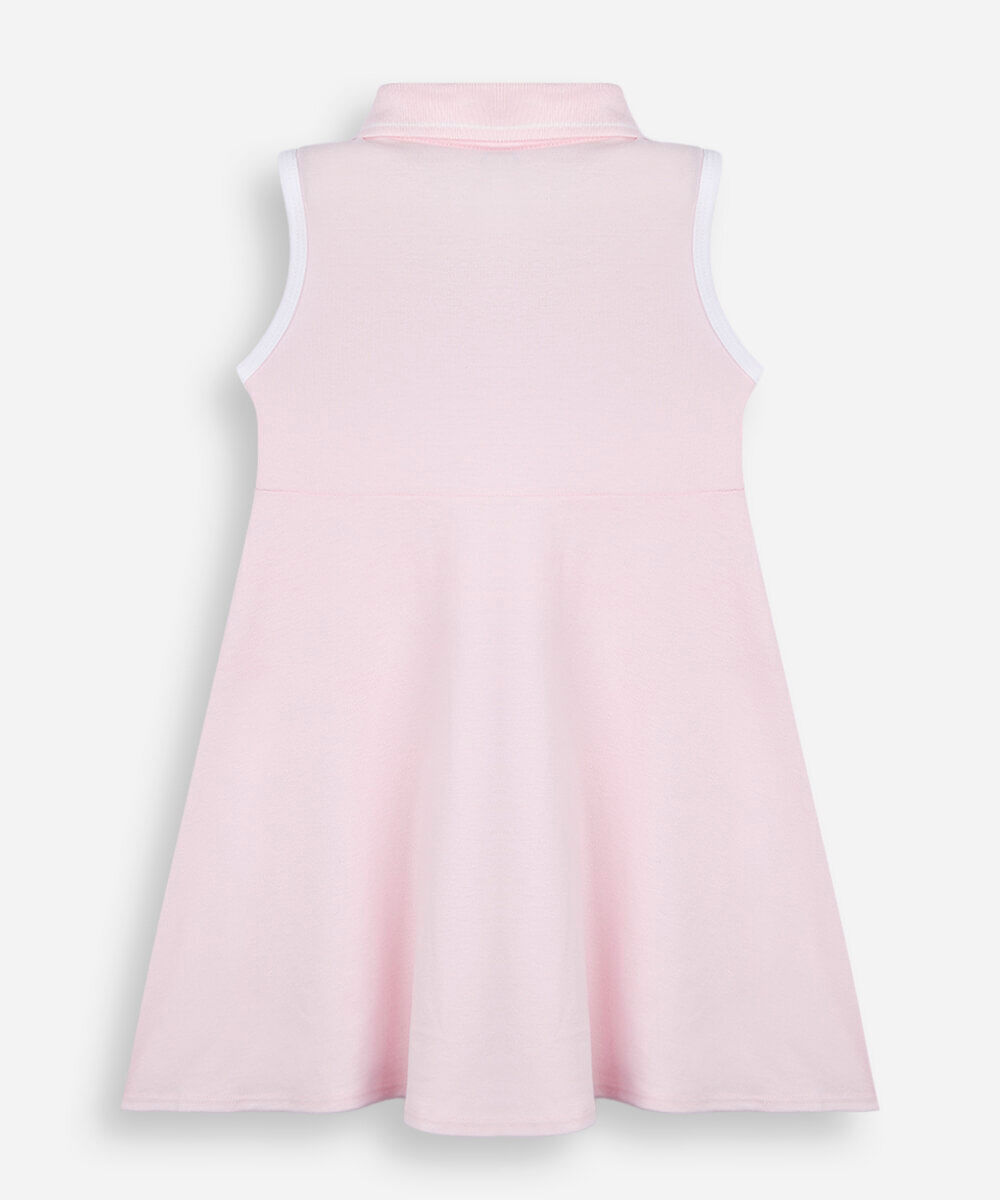 vestido polo infantil de algodão com bordado rosa claro