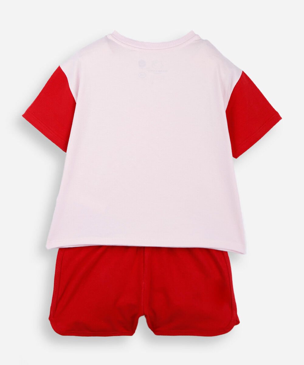 conjunto curto infantil de algodão hello kitty vermelho