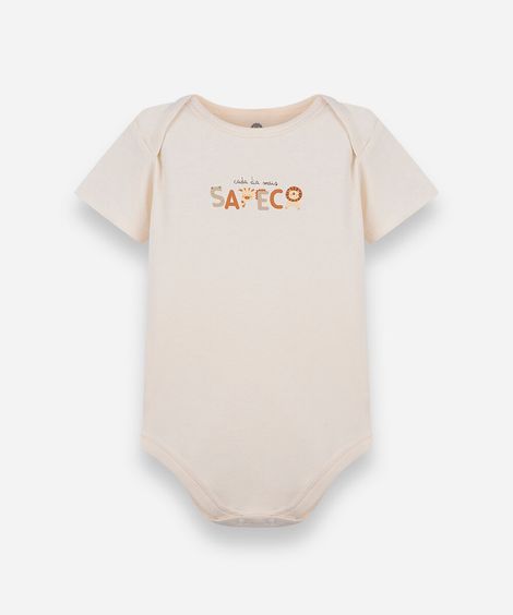 body infantil de algodão animais bege