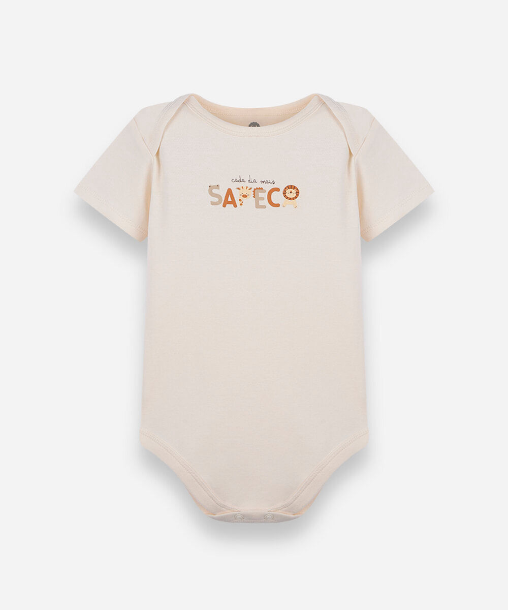 body infantil de algodão animais bege