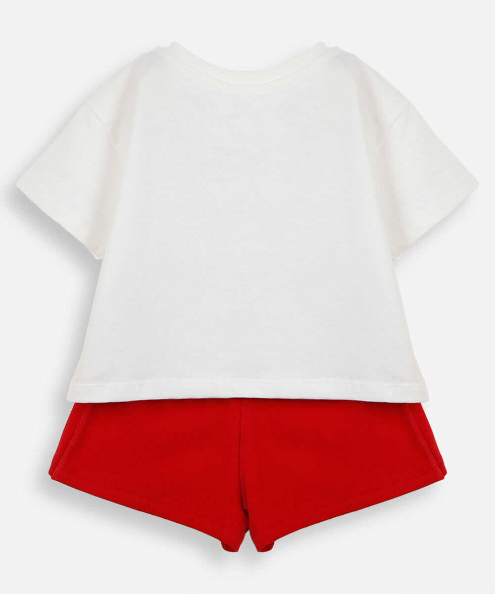 conjunto curto infantil de algodão hello kitty off white