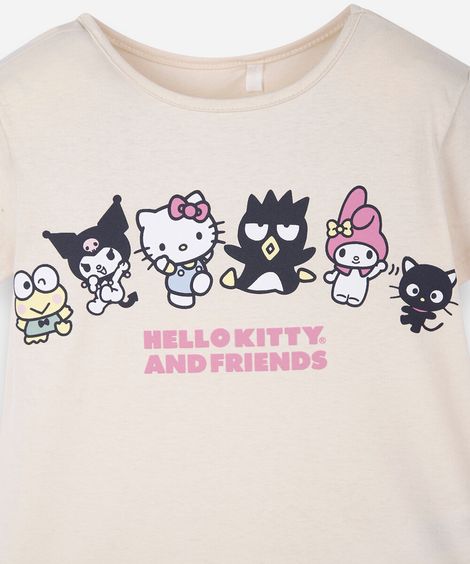 conjunto curto infantil de algodão hello kitty e amigos off white