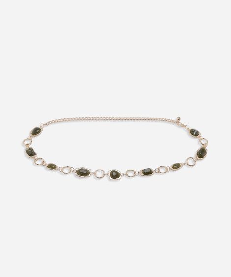 cinto feminino de corrente com pedras verde