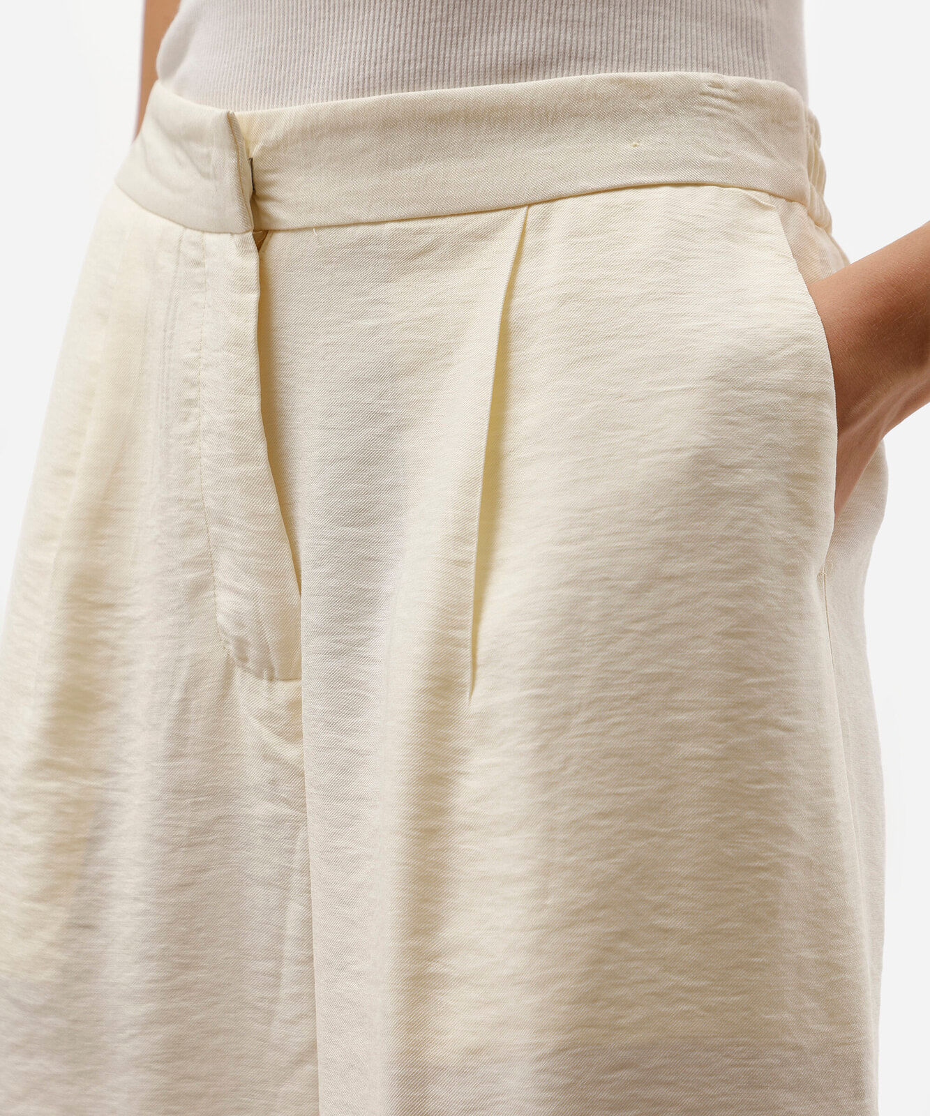 calça wide leg feminina com viscose cintura alta amarela