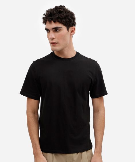 camiseta masculina de algodão básica manga curta preta