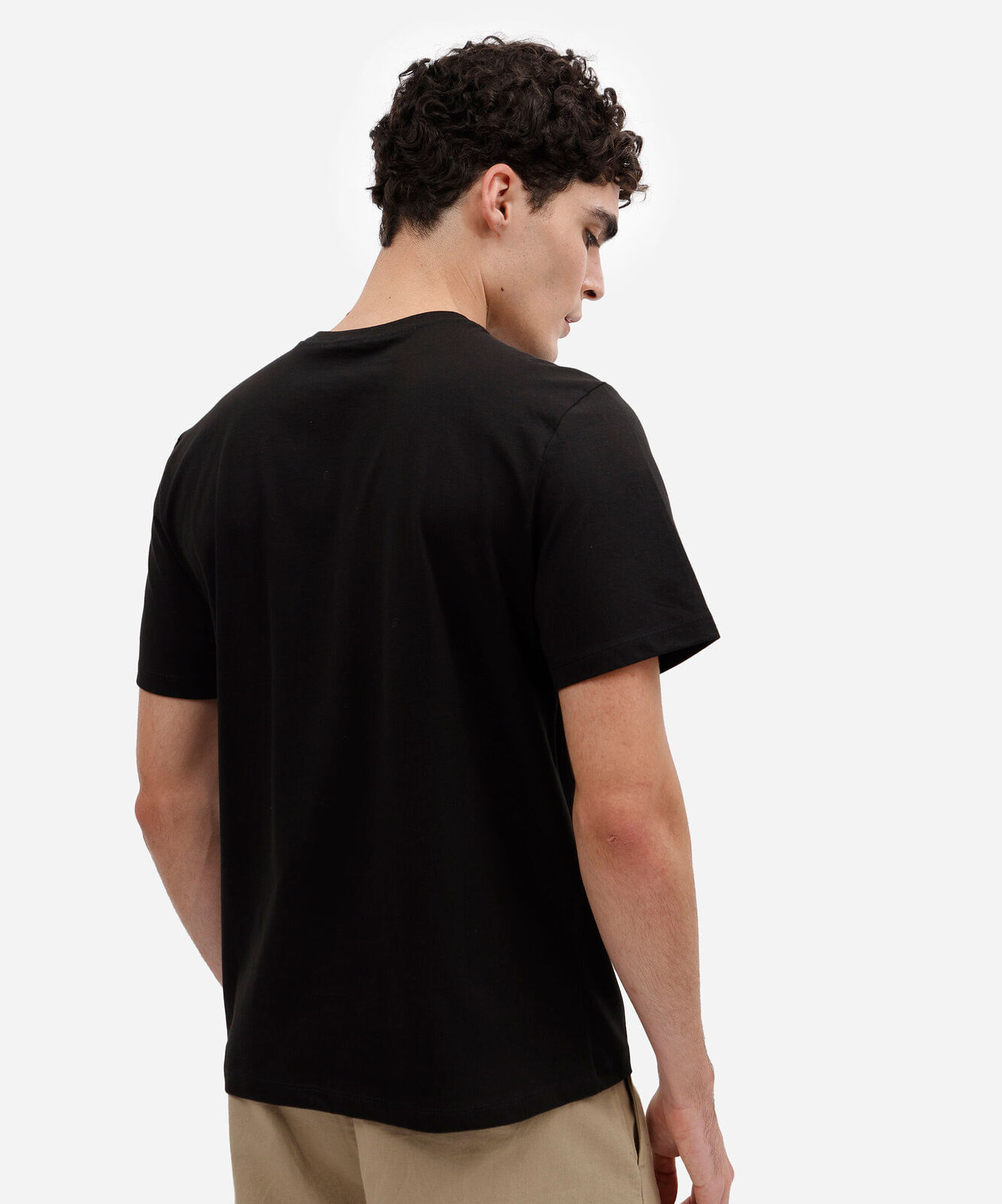 camiseta masculina de algodão básica manga curta preta