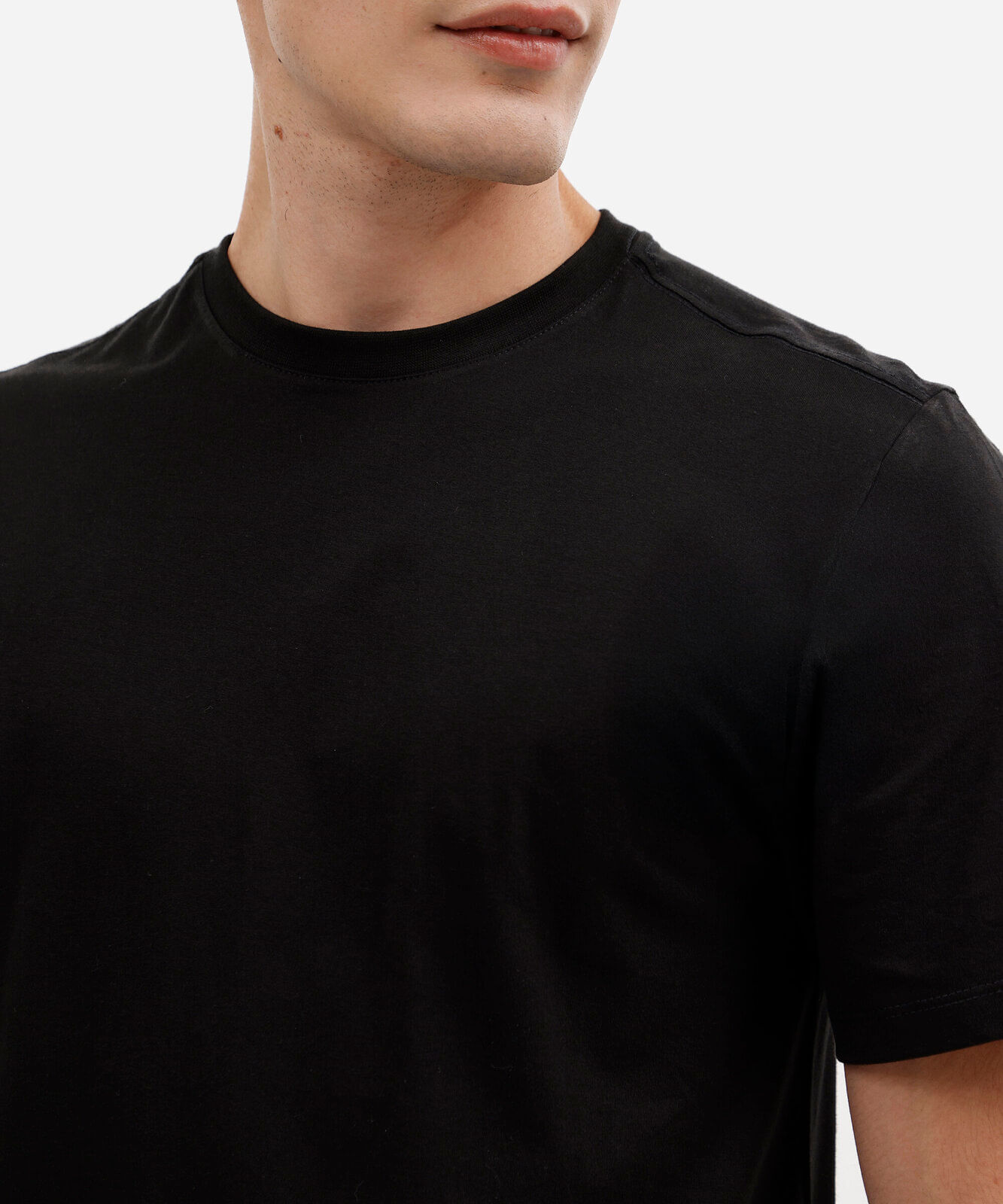 camiseta masculina de algodão básica manga curta preta