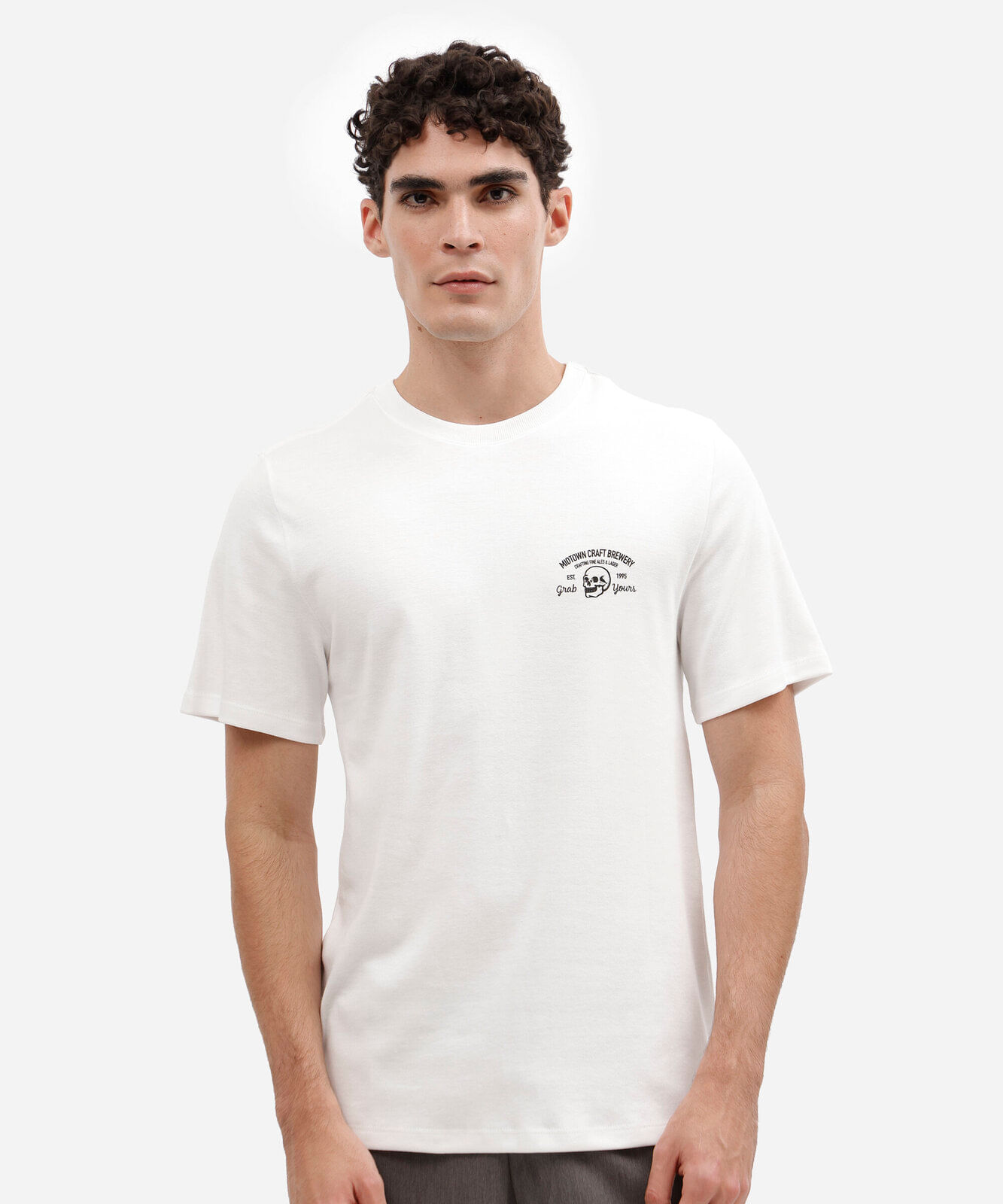camiseta masculina com algodão manga curta estampada off white
