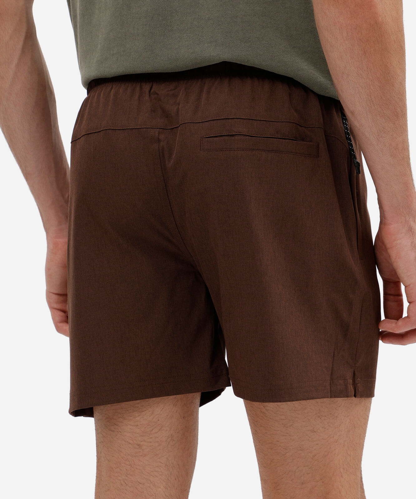 short masculino bolso com zíper cós elástico marrom