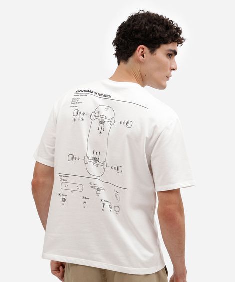 camiseta masculina com algodão manga curta estampada off white