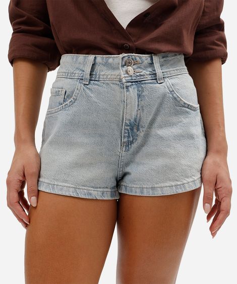 short jeans feminino curto azul
