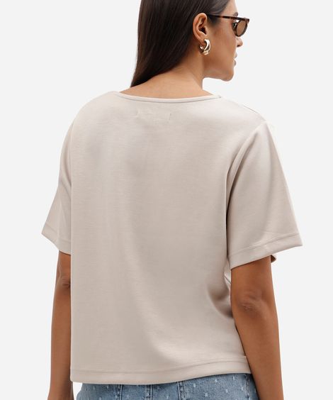 blusa feminina com viscose manga curta scuba básica cinza claro