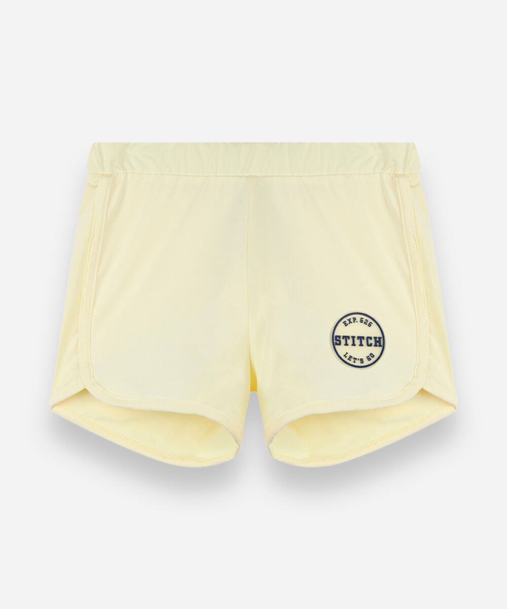 short runner infantil cós elástico stitich amarelo