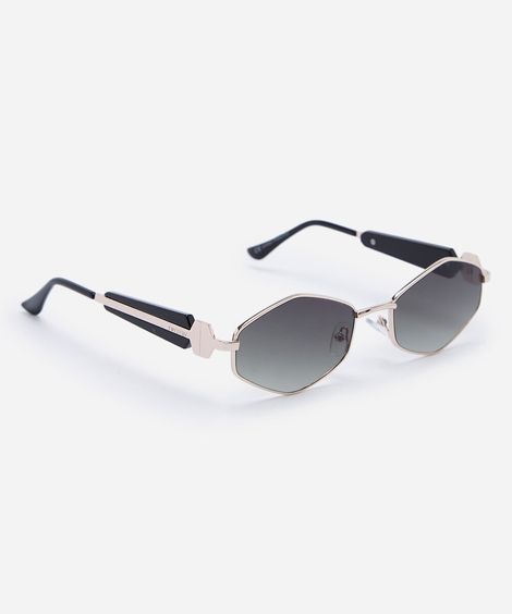 óculos de sol feminino oval de metal triton dourada