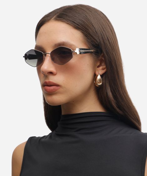 óculos de sol feminino oval de metal triton dourada