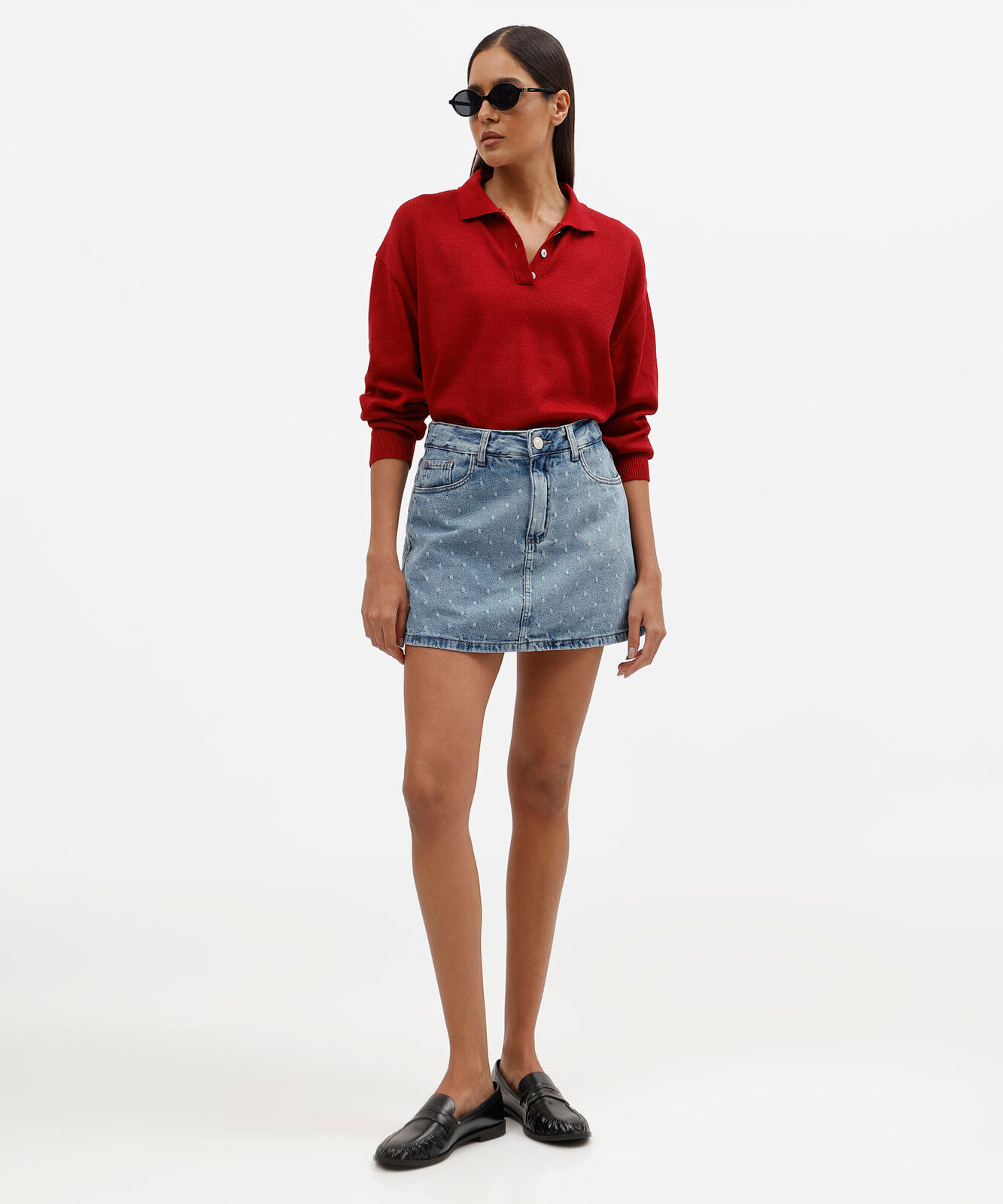 short saia feminino jeans cintura média azul